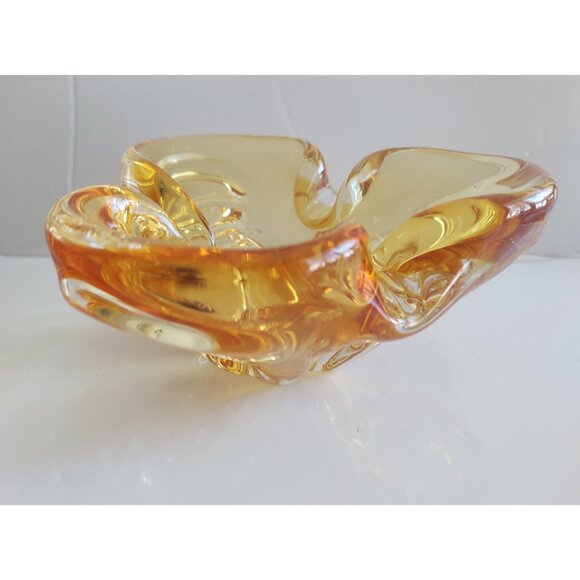 Vintage Chalet Canada Art Glass Amber Bowl 1960's - Picture 4 of 11